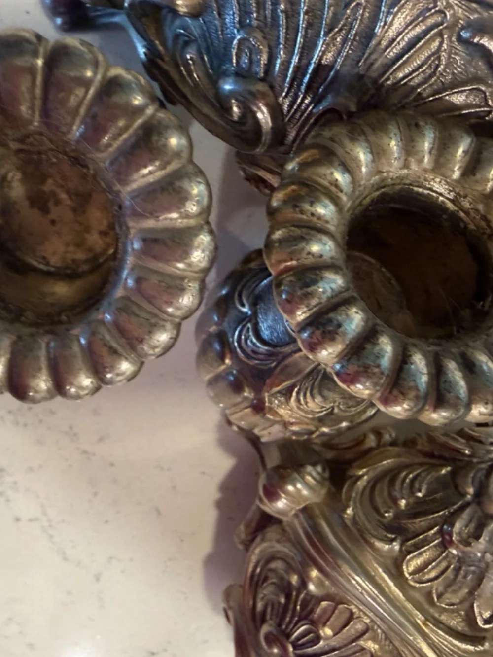 Vintage Japan Silverplate Rococo Candlesticks Pair Ornate Project Restoration